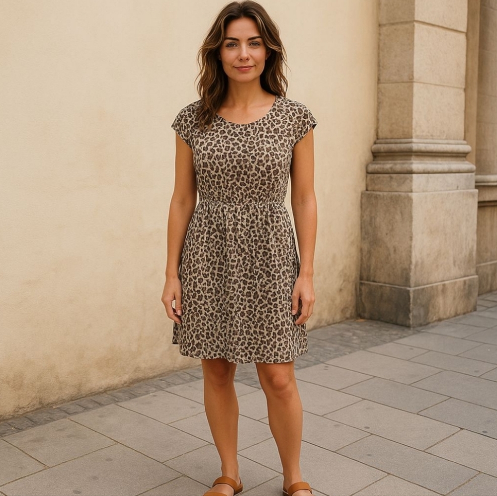 VELVET CASHMERE SILK CHEETAH DRESS
